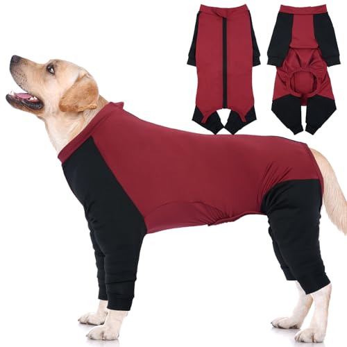 HJYOKOSO Hundpyjamas med dragkedja och ben – hundbody / A pouvant förebyggande dräkt nattkläder för kirurgi återhämtning – XS-XXL