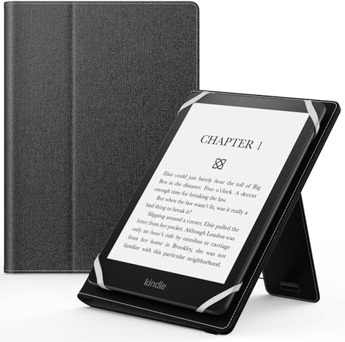 MoKo Étui pour 6-7 Pouces Kindle Liseuses et Tablettes, Noir | Accessoires Liseuses pour 6-7 kindle/Kobo/Tolino/Pocketook/Sony E-Books Tablets, Étui Folio Léger, Dragonne, Béquille