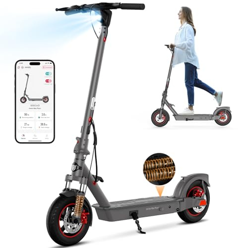 SISIGAD Scooter eléctrico 10 Pulgadas eléctrico Pasos Adultos con suspensión y aplicación, E Step 400W Motor 36V 10.4AH batería 25 kmh Velocidad, Scooter eléctrico con Doble Freno y Amortiguador