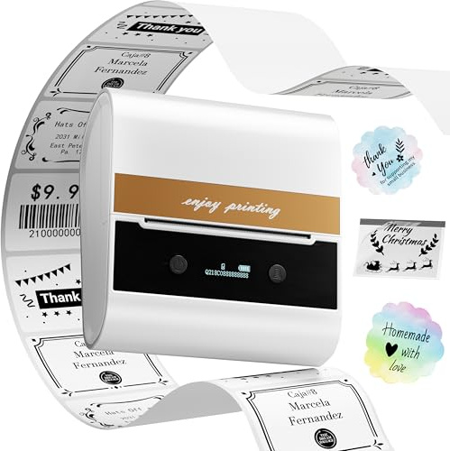 Memoking M260 Etichettatrice Bluetooth Stampante per Etichette, 20-80mm Stampante Termica Per Etichette, Per Codici a Barre, Uso in Casa, in Ufficio e in Piccole Imprese, Per Smartphone & PC, Bianca