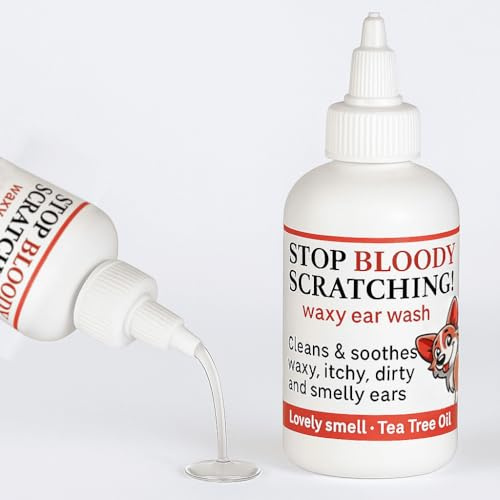 Stop bloody scratching Ear Wash | Antibacterial Dog Ear Cleaner Drops | Soothes Itching, Odors & Discomfort | Removes Wax Build-Up, First Aid Antiseptic Ear Drops for Dogs | 118ml