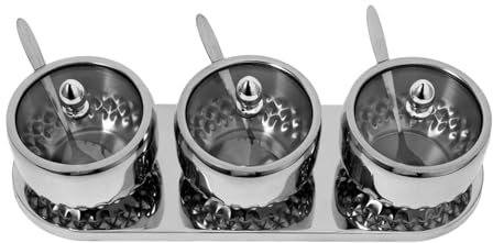 Cabilock Recipientes De Condimentos Con Tapa Soporte Para Especias Inoxidable Tarro De Condimentos Con Base y Cuchara