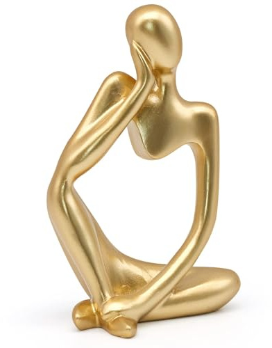 Generisch Escultura moderna decorativa para sala de estar, figura de ratón de biblioteca de resina, arte abstracto, color negro, blanco y dorado, decoración de oficina y estantería (izquierda de oro A
