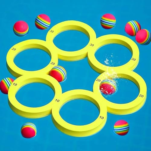 Vesidoloy Floating Pool Ball Toss, 2 Floating Target Net Sets, Funny Water Sports EVA Floating Pool Games, Throwing Toys Game With 24 Balls For Kids & Adults
