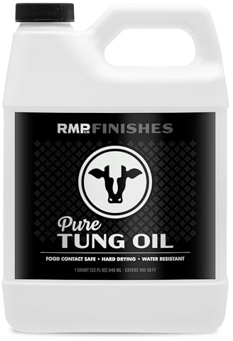 RMP Finishes Pure Tung Oil for Wood Finishing, Cutting Boards, Outdoor Furniture, Butcher Blocks, Wooden Flooring, Food Grade, Waterproof, 32 oz