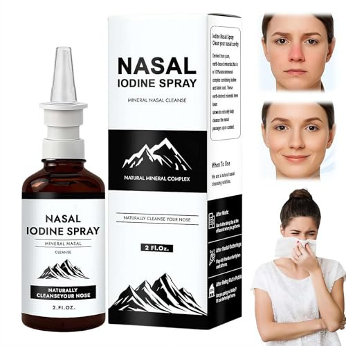 Spray nasal de yodo, limpieza nasal diaria y niebla de cuidado con yodo y ácido fúlvico, spray nasal no medicado para aire seco, viajes y uso diario, más de 150 usos por botella, 2 onzas líquidas