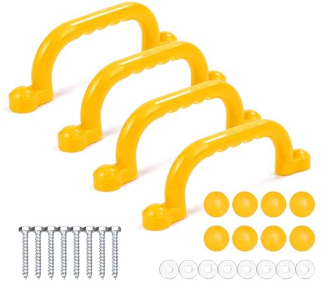 Relaxdays Maniglie per Struttura da Arrampicata, Confezione da 4 Pezzi, per Maniglia Fino a 100 kg, Torre da Gioco e Letto a soppalco, in plastica, Giallo