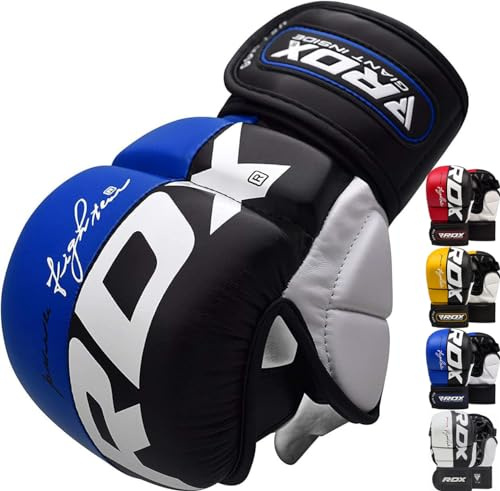 RDX MMA Gants de Grappling T6, RDX MMA Gants en Cuir Maya Hide, Gants de Boxe Professionnels pour entraînement & Sparring, légers avec Rembourrage en Gel et Protection du Poignet