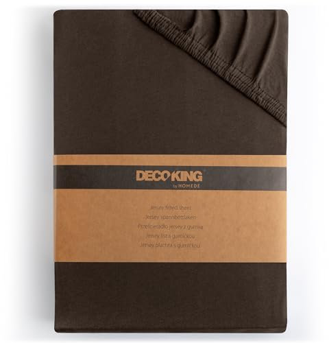 DecoKing Spannbettlaken 140x200 160x200 cm 100% gekämmte Baumwolle Braun Spannbetttücher Jersey Boxspringbett Amber 140 x 200 160 x 200