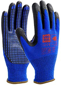 PRO FIT NI-Thermo Nitril-Feinstrickhandschuh, 12 Paar, Blau/Schwarz, mit Punktbenoppung Größe 9