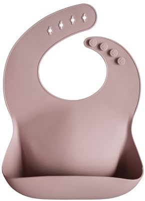 mushie Babero de Silicona para Bebés | Baberos de Alimentación con Bolsillo | Fáciles de Lavar | 4 Tamaños Ajustables | Sin BPA | Accesorio Durable para Niños Pequeños y Niñas | Warm Taupe