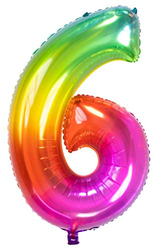 Folat 63246 Folienballon Yummy Gummy Rainbow Ziffer/Zahl 6-86 cm, Mehrfarbig