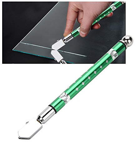 Cortador de vidrio portátil, cortador de cristal espejo, corte de diamante y cristal mineral para diferentes cortes. Especificaciones para corte de vidrio de 3-15 mm (verde)