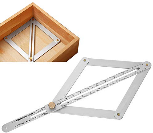 Corner Angle Finder, 4?Fold Multifunctional Angle Measuring Ruler, 0-170° Goniometer Ruler Diagonal Ceiling Profiler, Woodworking Measuring Tool