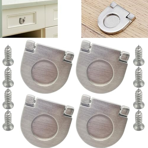 CTRICALVER 4pcs Acciaio Inossidabile Maniglie Invisibili |Argento Maniglie e pomelli cassetti per Ante di mobili |per porte per armadio da cucina armadio cassetto （35mm）