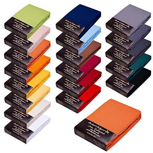 AVANTGARDE SPANNBETTLAKEN - 90x200-100x220 cm - hoher Steg f. Boxspringbett & Wasserbett geeignet - 100% Jersey Baumwolle Spannbetttuch - ca. 165g/m² (06 Terracotta, 90 x 200 cm - 100 x 220 cm)