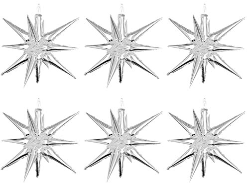 ZoZoMaiy 6 Pcs Starburst Balloons - 22 inch Point Star Foil Balloons for Party Supplies, Birthday, Wedding, Photo Booth, Background (Silver)