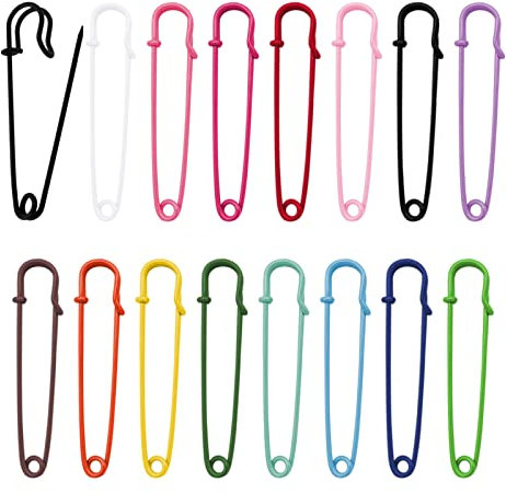Zasjon Sicherheitsnadeln Große, 20 Stück Sicherheitsnadel 75mm Sicherheitsnadeln Set, Sicherheitsnadeln Schmuck Bunt Safety Pins für Kleidung Nähen Schmuckhandwerk