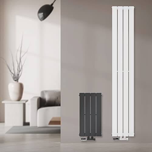 ML-Design Paneelheizkörper Einlagig 600 x 300 mm Weiß Mittelanschluss mit Wandanschlussgarnitur Eckform Multiblock & Thermostat, Design Badheizkörper Vertikal Designheizkörper Flachheizkörper Heizung