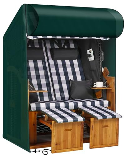 RICHIE Strandkorbhülle Wasserdicht, Winddicht, UV-beständig, Reißfest Aufgewertete PE-Gewebeabdeckung für Strandkorb, (135x105x175/140cm), Grün