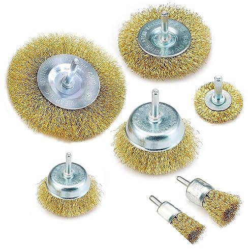 7 Piezas Cepillo de Alambre para Taladro, Vástago Redondo de 6 mm, Cepillo de Alambre de Limpieza Profesionale Para Eliminar Óxido y Pintura, Puliry Desincrustar