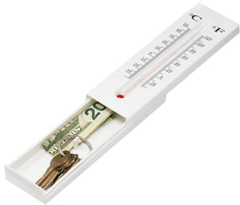 Lecerrot Termometro cassetta delle chiavi, nascondiglio per chiavi, per esterni, cassaforte segreta, cassaforte segreto, contenitore per monete, soldi e chiavi