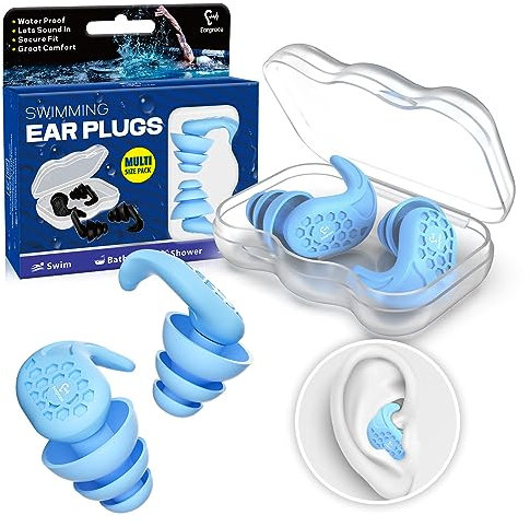 Schwimm Ohrstöpsel, 2 Paar Wasserdichte, Wiederverwendbare Schwimmstöpsel – Extra Bequem für Schwimmer, Dusche, Baden, Surfen, Pool & Wassersport (für Erwachsene, Jugendliche & Kinder ab 9 Jahren)