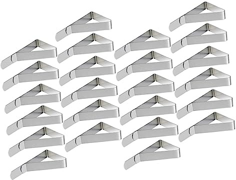 Alipis 24piezas Pinzas para Mantel De Acero Inoxidable Triangulares Ajustables para Fiesta o Picnic Al Aire Pinzas Resistentes para Sujetar Mantel
