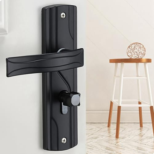 Maniglia per porta d'ingresso con serratura e chiave, maniglia per porta nera opaca Set di serrature per porta d'ingresso per carichi pesanti Maniglia per porta universale