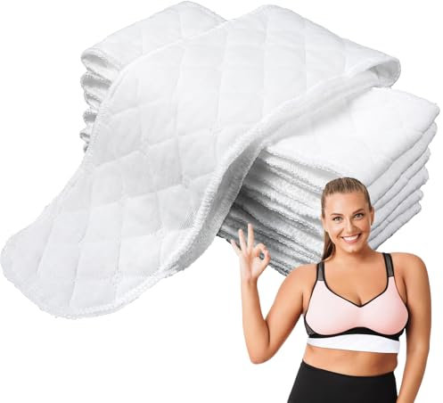 CIATBYYJ 12 Stück Baumwoll BH Einlagen,3 Lagige Waschbare BH Einlagen,Brust Schweißabsorber Pads,BH Schweißeinlagen Gegen Brustschweiß