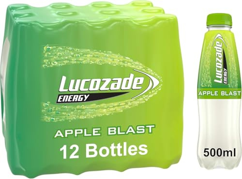 Lucozade Energy Apple Flavoured Drink, 500ml Bottles, Pack of 12