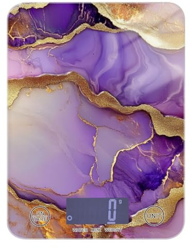 Bilancia digitale da cucina in marmo oro viola con display LCD da 5 kg/5 g, piccola bilancia digitale da cucina con 4 unità per spezie arrosto spezie pesa para comida