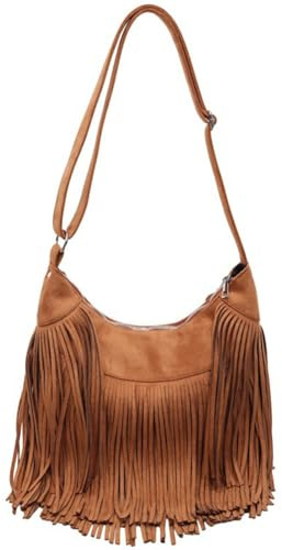 Vintage Suede Fringe Purse for Women Western Cowgirl Crossbody Bag Hobo Bags Long Tassel Hippie Shoulder Handbag