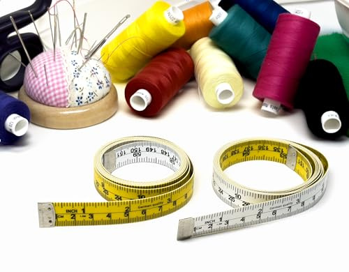 Tailor Measuring Tape 150cm - Dual Sided Soft Tape Measure for Body Measurements - Sewing Measuring in Inches & CM - Flexible Non-Stretch Fibreglass Fabric Tape for Tailoring & Dressmaking (2 Pcs)