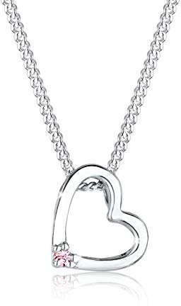 Elli Halskette Damen Herz Anhänger Symbol mit Kristall in 925 Sterling Silber