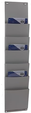 Eichner Organiseur de documents en polypropylène pour ranger documents, magazines, sacs de commande, etc., anthracite, format A5, vertical, montage mural ou porte, 900 x 200 mm