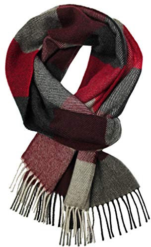 Rotfuchs Winterschal & Warm Karo modisch Mehrere Farbstellungen Wolle 180 x 30 cm Made in Germany (rot)