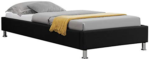 IDIMEX Lit futon Simple pour Adulte ou Enfant Nizza Couchage 90 x 190 cm 1 Place / 1 Personne, avec sommier et Pieds en métal chromé, revêtement en Tissu Noir