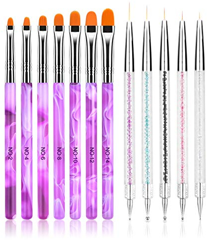 URAQT Nail Art Borste Set, 12 st Nail Art Penna och Nail Dotting Tools, Dotting Pennor med dubbla ändar Nail Art Liner Borstar, Professionella Nail Art Tools Nagelpenna Designer för Acrylic Gel Nail