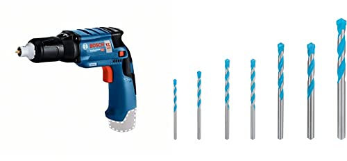 Bosch Professional 12V System Akku Trockenbauschrauber GTB 12V-11 (ohne Akkus und Ladegerät, im Karton) + 7x Expert CYL-9 MultiConstruction Bohrer Set (für Beton, Ø 4-12 mm, Zubehör)