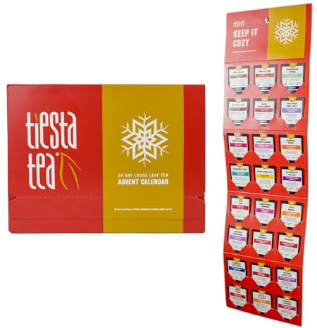 Tiesta Tea - 2025 Holiday Tea Advent Calendar, 24 Days of Premium Loose Leaf Blends Christmas Countdown, Brew Hot or Iced, Limited Edition Gift Set with 24 Sample Pouches