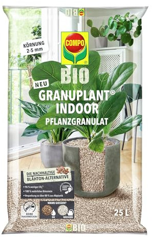 COMPO Bio GRANUPLANT Indoor Drainage- und Pflanzgranulat – 100 Prozent natürlicher Bimsstein – nachhaltige Alternative zu Blähton – 25 Liter