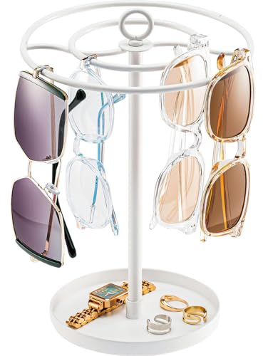 ProCase Soporte Giratorio para Gafas de Sol, Expositor Colgador para Grafas Organizador de Grafas de Metal para Casa Tienda -Blanco