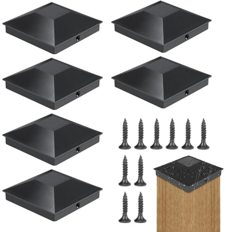 Tappi per recinzioni in legno, 4 x 4 tappi per pali di recinzione, 6 tappi di protezione, coperture per pali di copertura, tappi per terrazze verniciati a polvere, copertura per pali per pali in legno