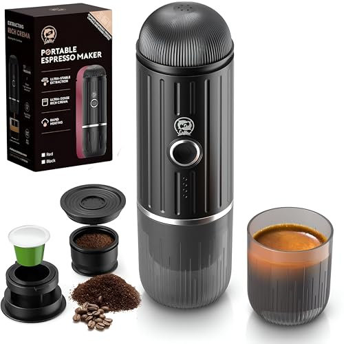 Cafetera Portatil Capsulas Compatible con Nespresso - Maquina de Cafe Multicapsulas para Llevar - Portatil Coffee Machine - Cafetera Universal Compatible con Cafe Molido