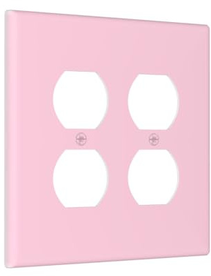 Spshian Light Switch Cover Plate Pink 2 Gang Socket Covers Double Duplex Wallplates Switch Plates and Outlet Covers for Bathroom Home Decor