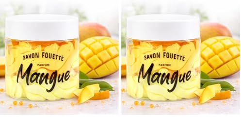 French Tendance - Savon Fouetté 190 ml – Santeur Mangue – Nettoie, Hydrate et Adoucit la Peau – Texture Crémeuse – Idéal Douche, Bain & Rasage – Soin Cocooning (Lot de 2)