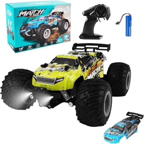 Facarler Coche Teledirigido Todoterreno 1:16, 20 km/h, Control 2.4Ghz, Luces LED Brillantes, Baterías Recargables