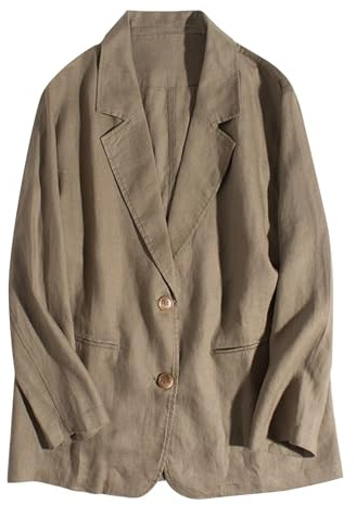 Generisk sommarkavaj, lätt linne, kostymjacka, sportig linneblazer, dam, extra stor kavaj, elegant kavaj, långärmad affärsblazer, ledig linnejacka med knappar, lång blazer, ledig kostym