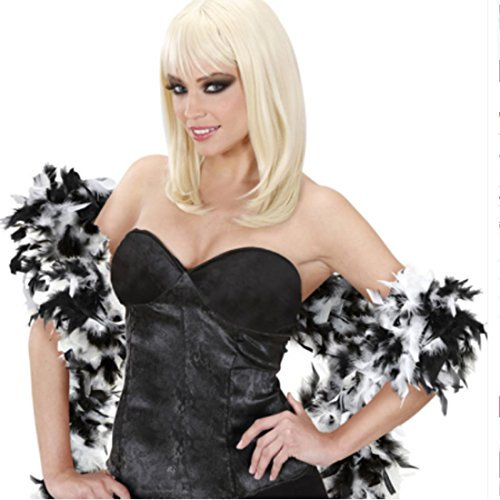 NET TOYS Schwarz-Weiße Feder Boa Federboa Federschal Federboas Stola 20er Jahre Charleston Kostüm Zubehör